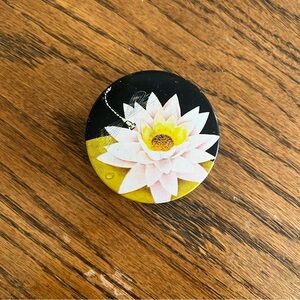 Vintage Lily Pad Flower Art Deco Ribbon Tin Trinket Box